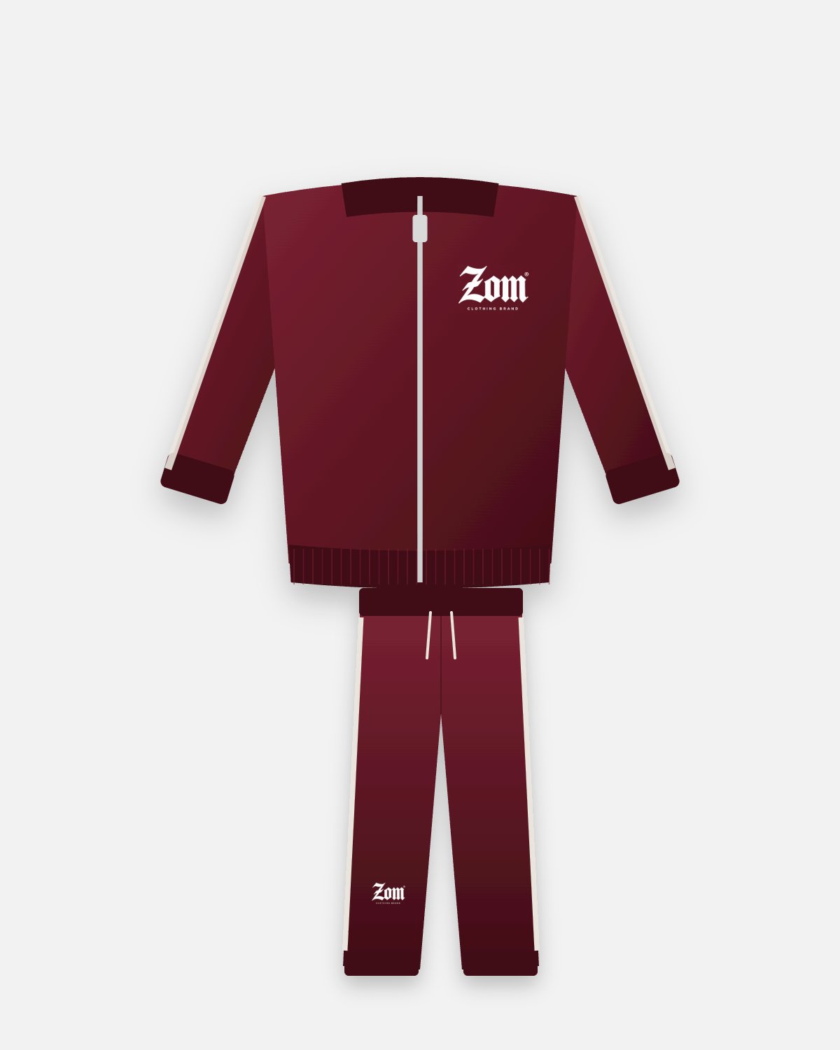 ZOM Zip-Up Tracksuit - Burgundy